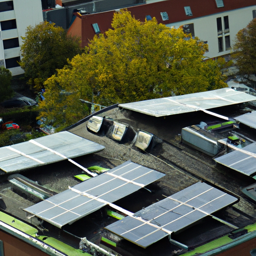 תמונה של מתקן סולארי על הגג במרכז העיר