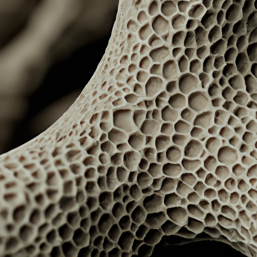 מבט מקרוב של עצם אנושית המראה את המבנה הנקבובי המושפע מאוסטאופורוזיס.