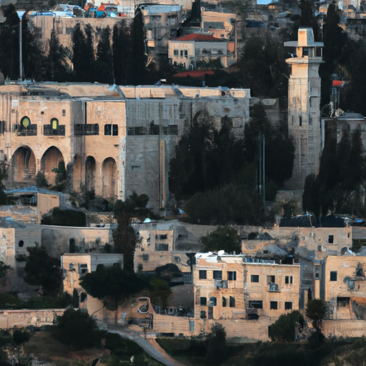 1. מבט ציורי על מקומות פוטנציאליים בירושלים, המציג את הארכיטקטורה וההיסטוריה הייחודית של העיר.