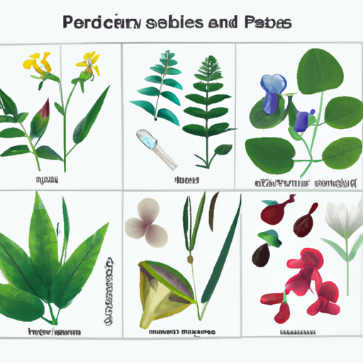 איור המציג את המאפיינים המזהים של צמחי מרפא שונים